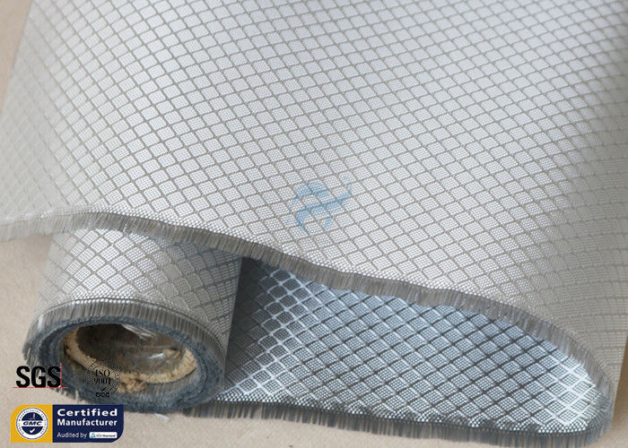 Silver Coated Fabric Aluminized Fiberglass Cloth 6.5OZ 0.2MM 260℃ Checked