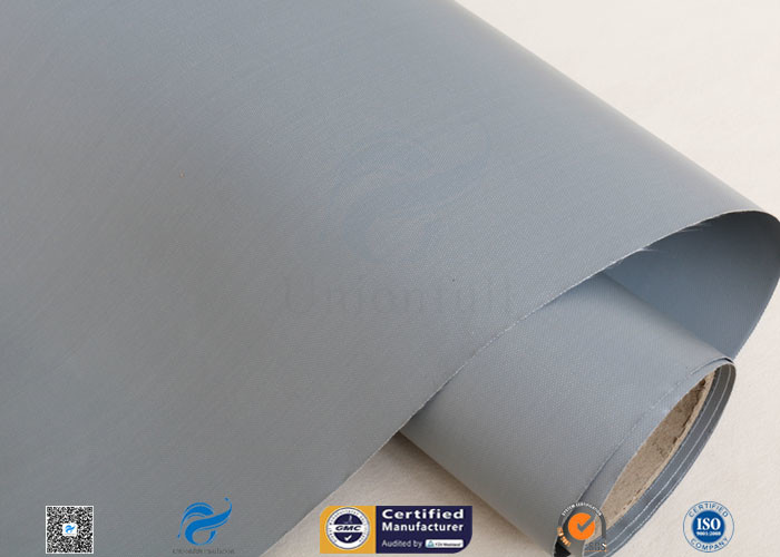 Grey PVC Coated Fiberglasss Fabric 0.25mm 100CM Waterproof Heat Resistant